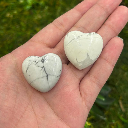 Natural White Howlite Pocket Hearts || Awareness, Stress, Calmness || Canada-Nature's Treasures