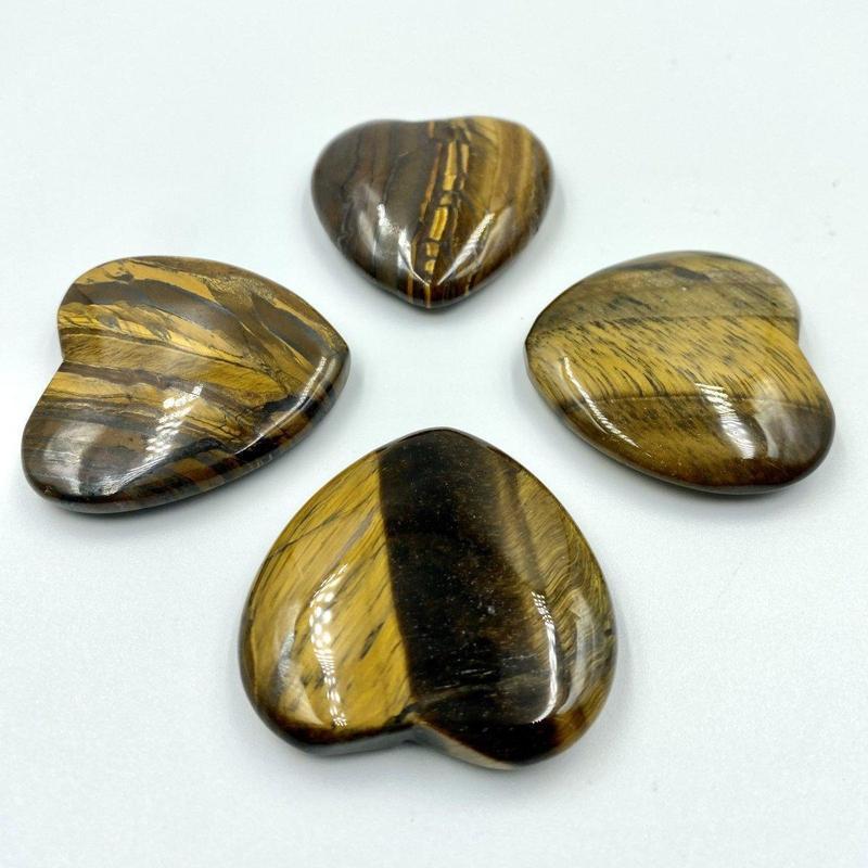 Natural Yellow Tiger's Eye Flat Pocket Hearts || Mental Clarity, Stress Relief || Brazil-Nature's Treasures