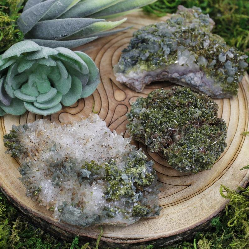 Naturally Formed Rough Epidote Clusters || Cleansing Negativity, Manifestation-Nature's Treasures