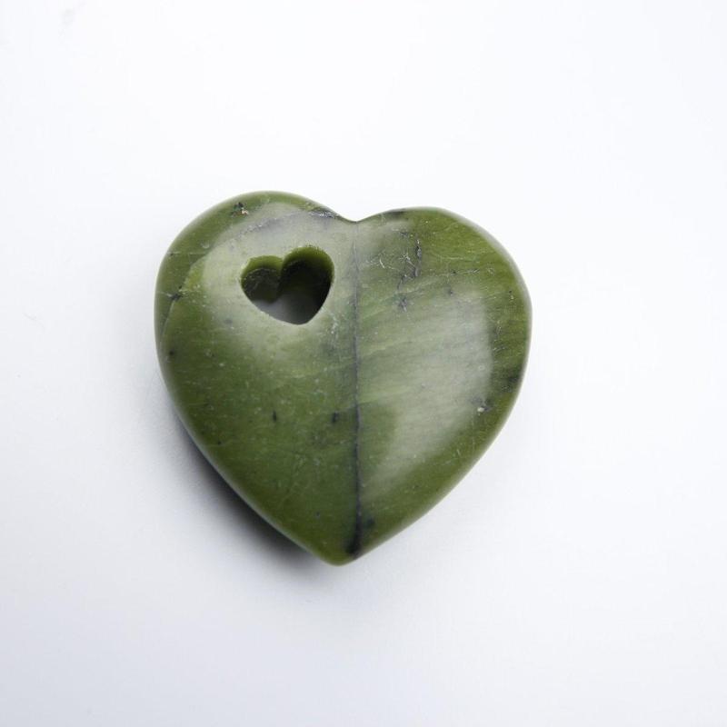 Nephrite Jade Pocket Heart With Cut-Out Heart || 35 MM-Nature's Treasures