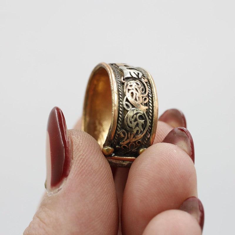 Om Mani Tibetan Copper Adjustable Ring-Nature's Treasures