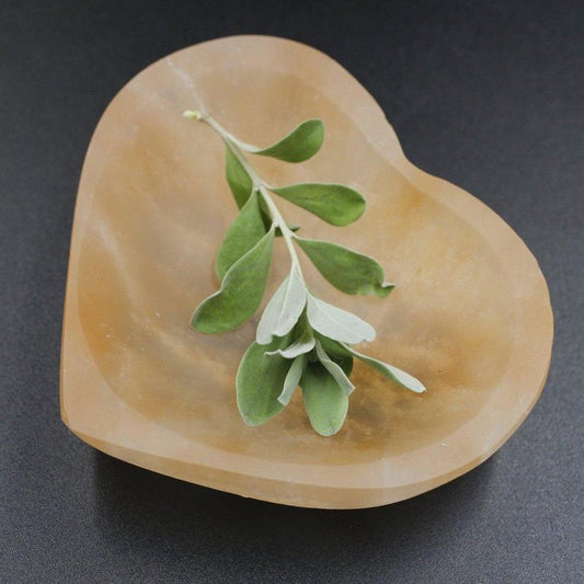 Orange Selenite Satin Spar Heart Bowls || Cleansing Bowls-Nature's Treasures