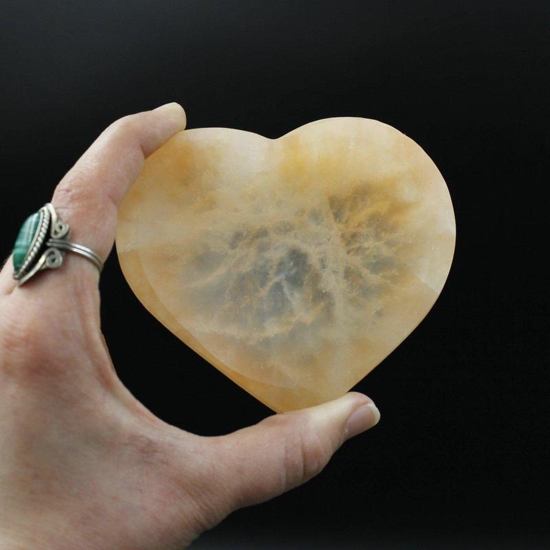 Orange Selenite Satin Spar Heart Bowls || Cleansing Bowls-Nature's Treasures