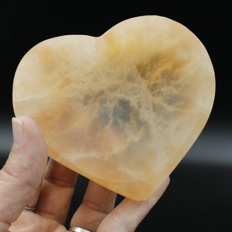 Orange Selenite Satin Spar Heart Bowls || Cleansing Bowls-Nature's Treasures