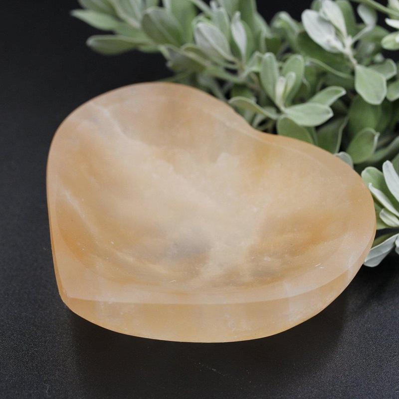 Orange Selenite Satin Spar Heart Bowls || Cleansing Bowls-Nature's Treasures