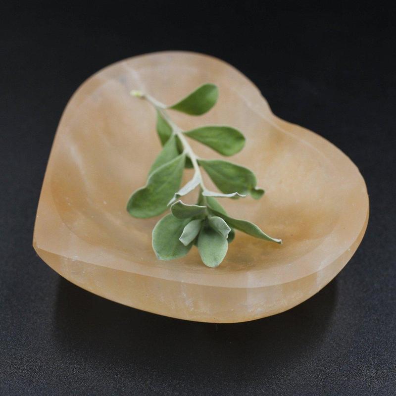 Orange Selenite Satin Spar Heart Bowls || Cleansing Bowls-Nature's Treasures