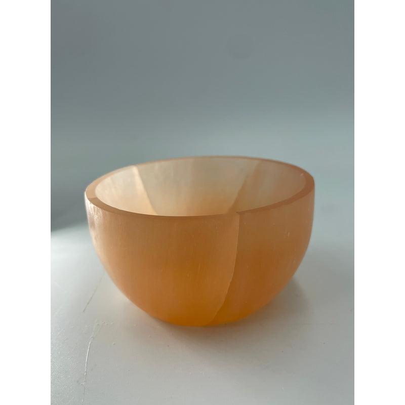 Orange Selenite Satin Spar Round Bowls || Cleansing Bowls-Nature's Treasures
