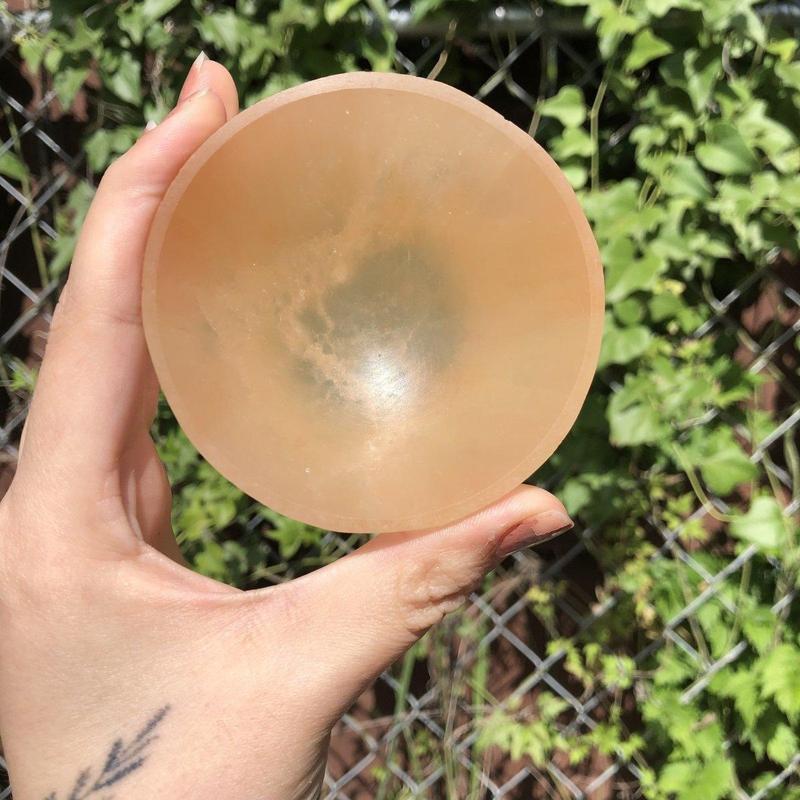 Orange Selenite Satin Spar Round Bowls || Cleansing Bowls-Nature's Treasures