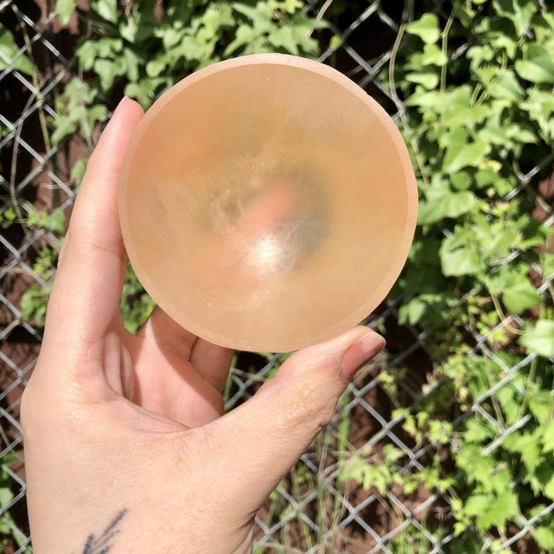 Orange Selenite Satin Spar Round Bowls || Cleansing Bowls-Nature's Treasures