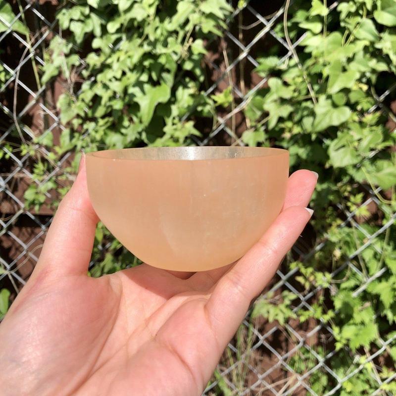 Orange Selenite Satin Spar Round Bowls || Cleansing Bowls-Nature's Treasures
