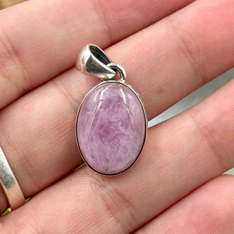 Oval Shaped Kunzite Pendants || .925 Sterling Silver-Nature's Treasures