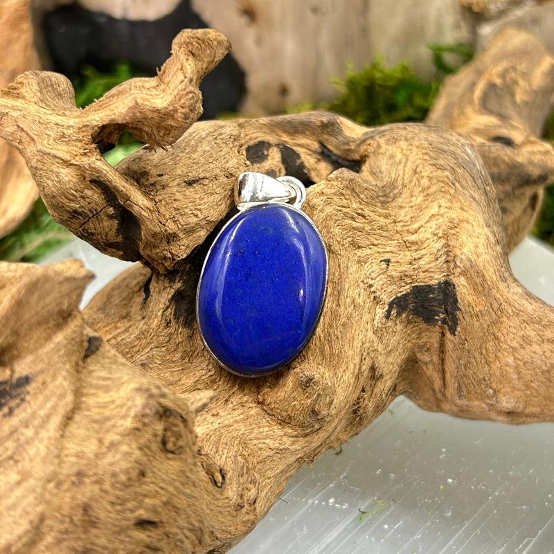 Oval Shaped Lapis Lazuli Pendant || .925 Sterling Silver-Nature's Treasures