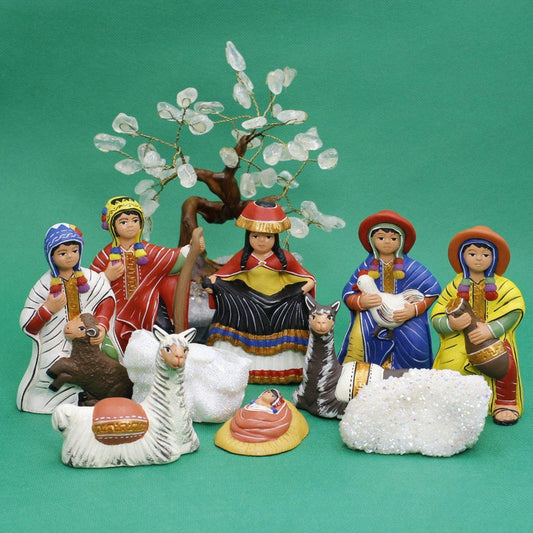 Peruvian Nativity Ceramic Clay Set Large || Hand Made-Nature's Treasures