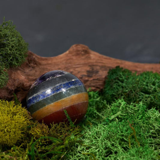 Polished 7 Chakra Bonded Sphere's || 35 MM-Nature's Treasures