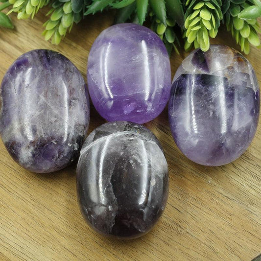 Polished Amethyst Palm Stones || Anxiety Relief || India-Nature's Treasures