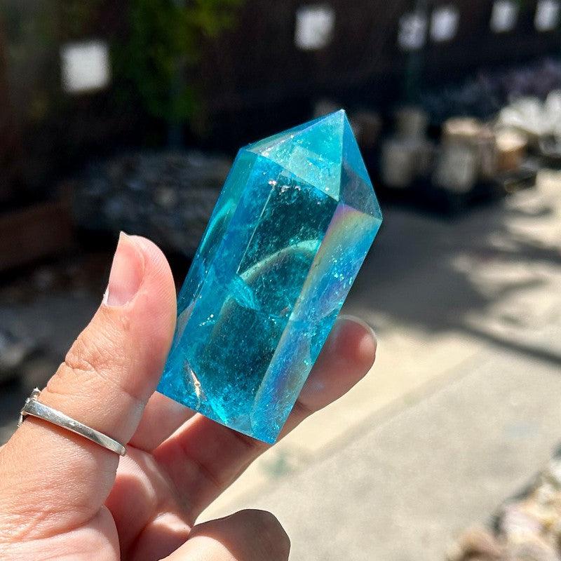 Polished Aqua Aura Coated Quartz Tower Points || Brazil-Nature's Treasures