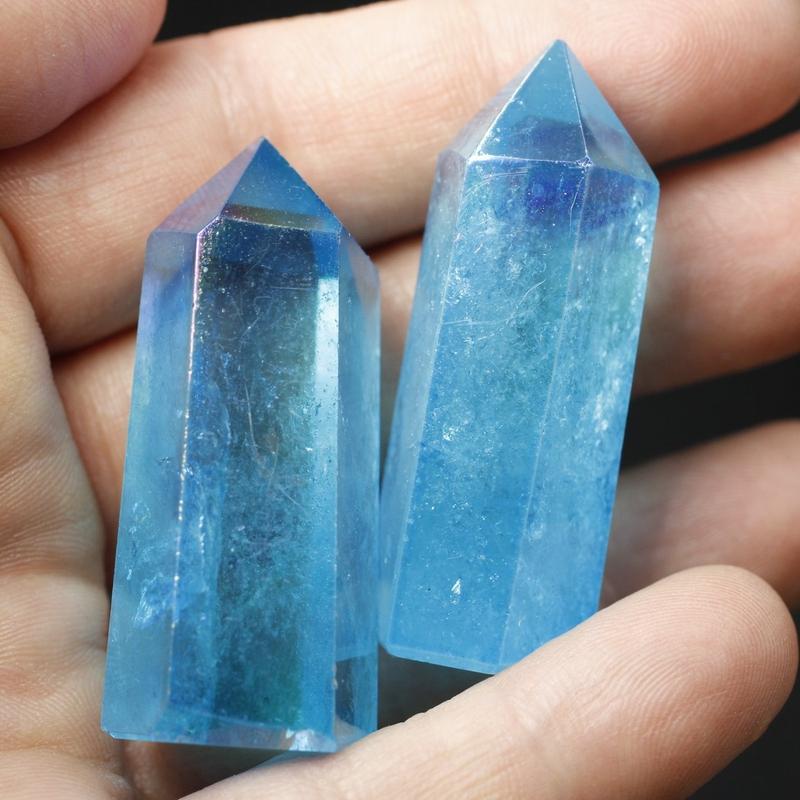 Polished Aqua Aura Coated Quartz Tower Points || Brazil-Nature's Treasures