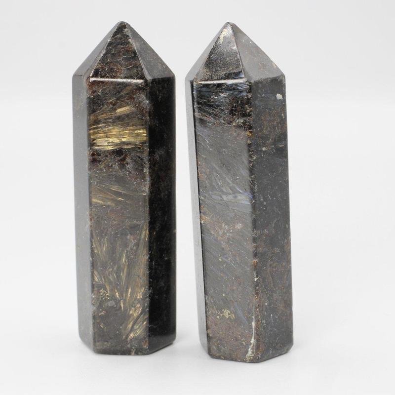 Polished Arfvedsonite Tower Points || Reliefs Stress || Canada