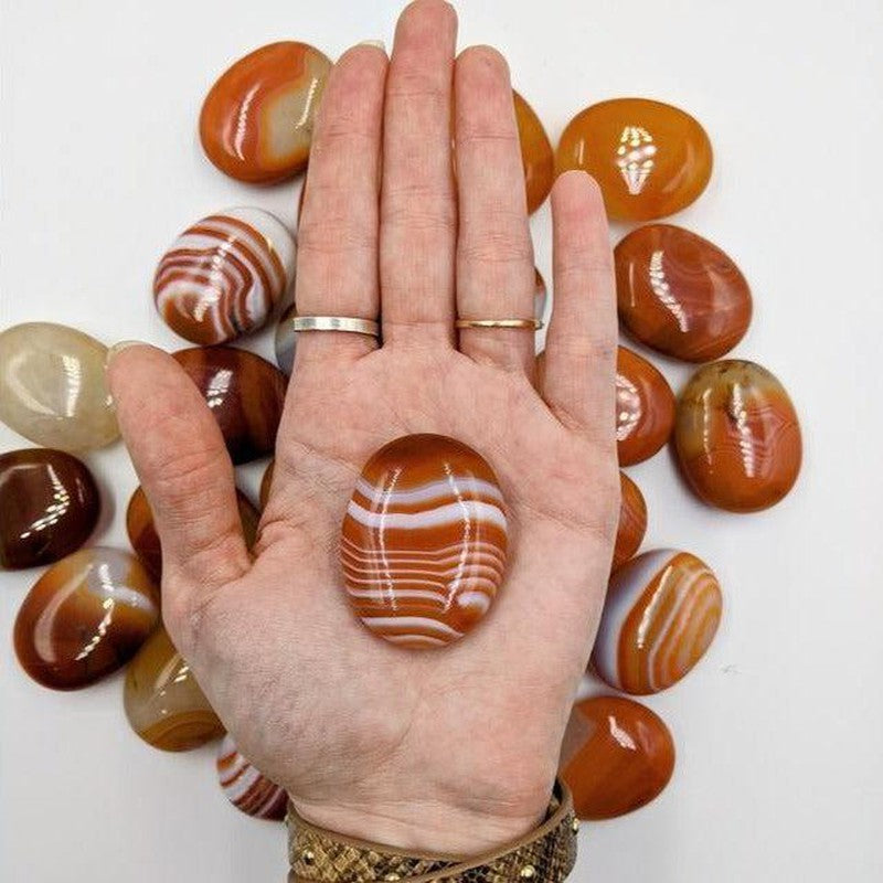Polished Banded Carnelian Palm Stones || Creativity || Brazil-Nature's Treasures