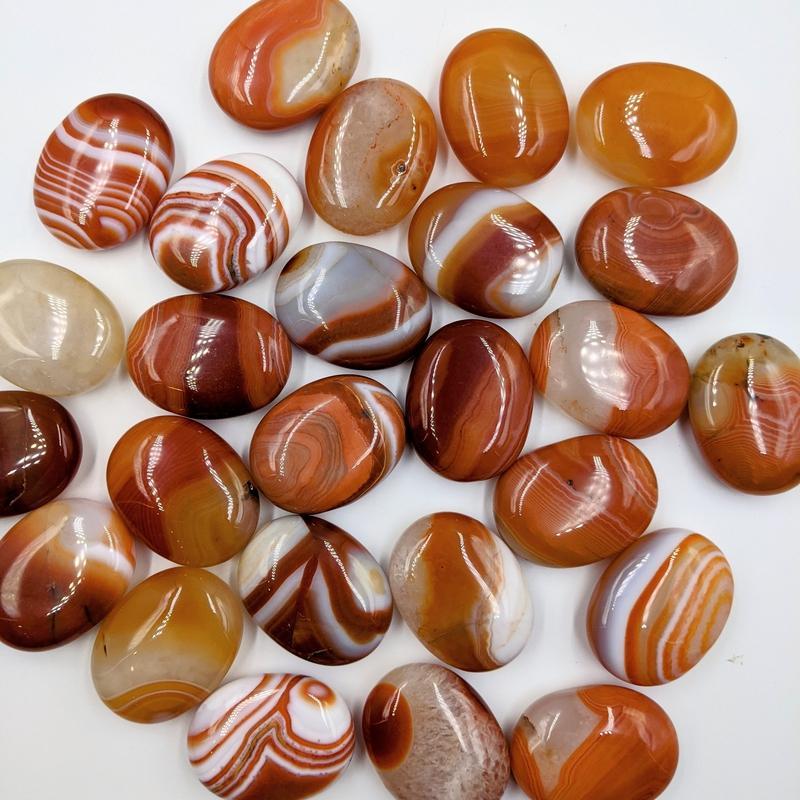 Polished Banded Carnelian Palm Stones || Creativity || Brazil
