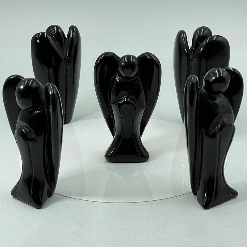 Polished Black Obsidian Glass Angel Carvings || Protection-Nature's Treasures