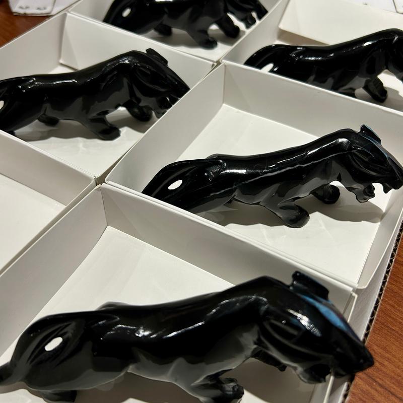 Polished Black Obsidian Glass Panther Statue || Mexico-Nature's Treasures