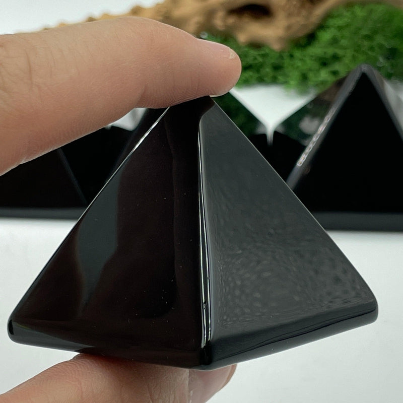 Polished Black Obsidian Glass Pyramids || Generate Protection-Nature's Treasures