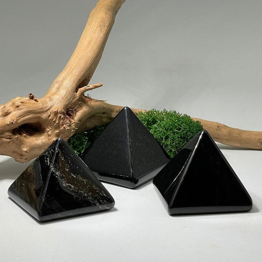 Polished Black Obsidian Glass Pyramids || Protection-Nature's Treasures