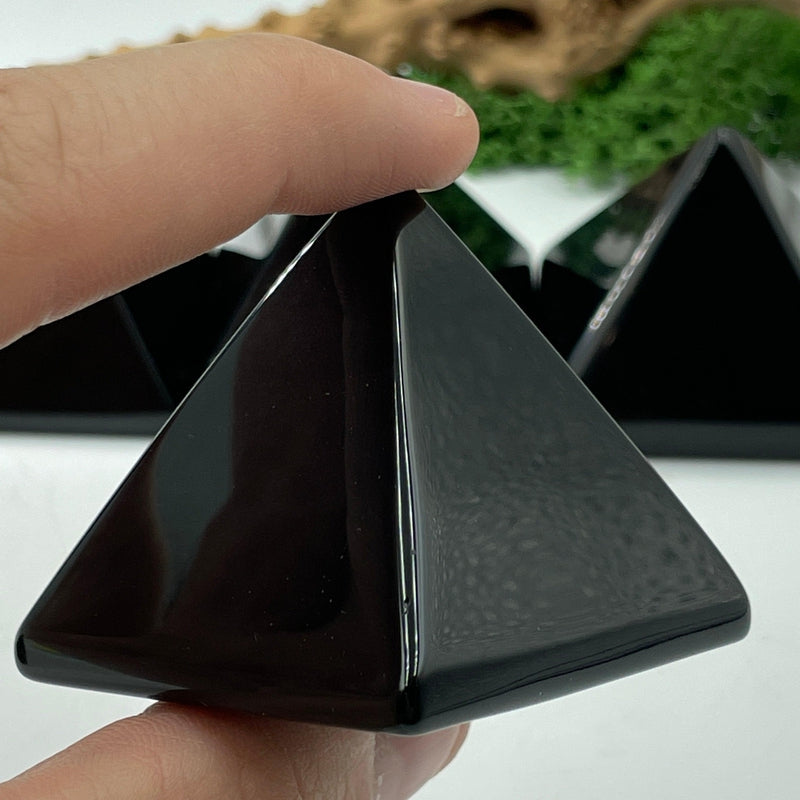Polished Black Obsidian Glass Pyramids || Protection-Nature's Treasures