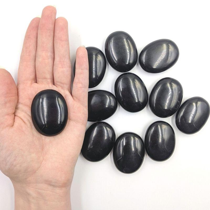 Polished Black Obsidian Palm Stones || Protection || Mexico-Nature's Treasures