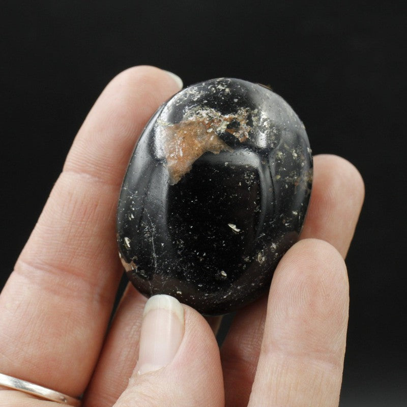 Polished Black Tourmaline Palm Stones || Protection || India-Nature's Treasures