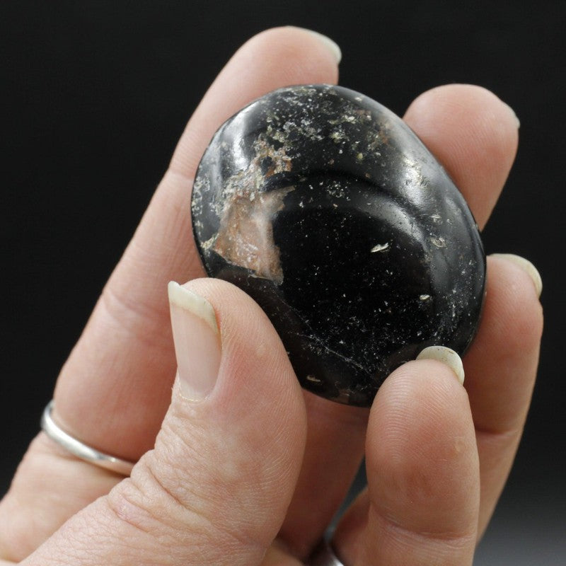 Polished Black Tourmaline Palm Stones || Protection || India-Nature's Treasures