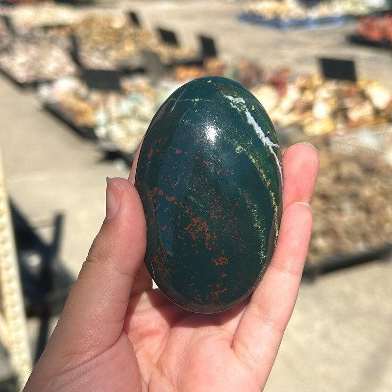 Polished Bloodstone Oval Palm Stones || Trunk Show 2024-Nature's Treasures