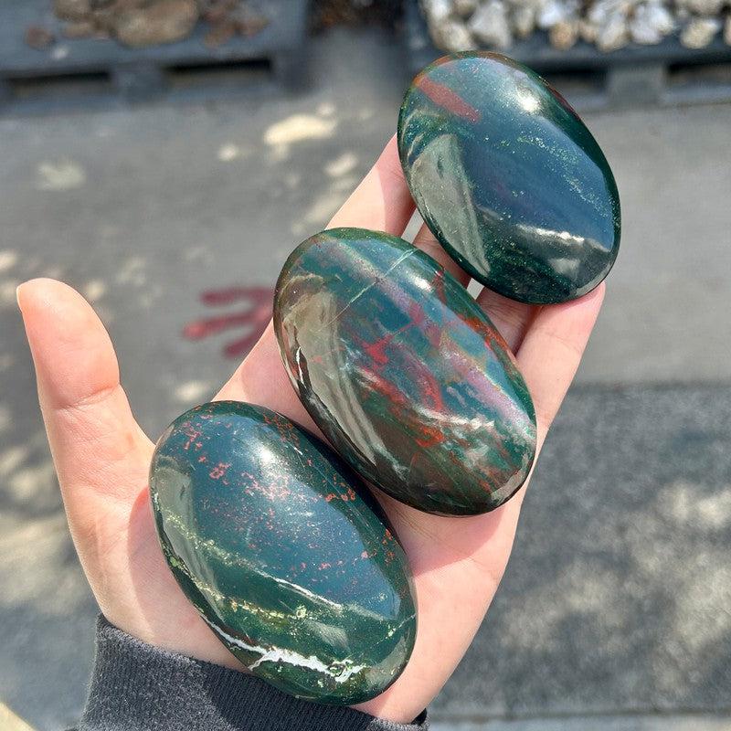 Polished Bloodstone Oval Palm Stones || Trunk Show 2024-Nature's Treasures