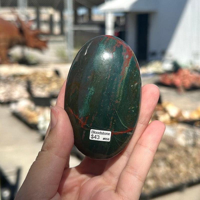 Polished Bloodstone Oval Palm Stones || Trunk Show 2024-Nature's Treasures
