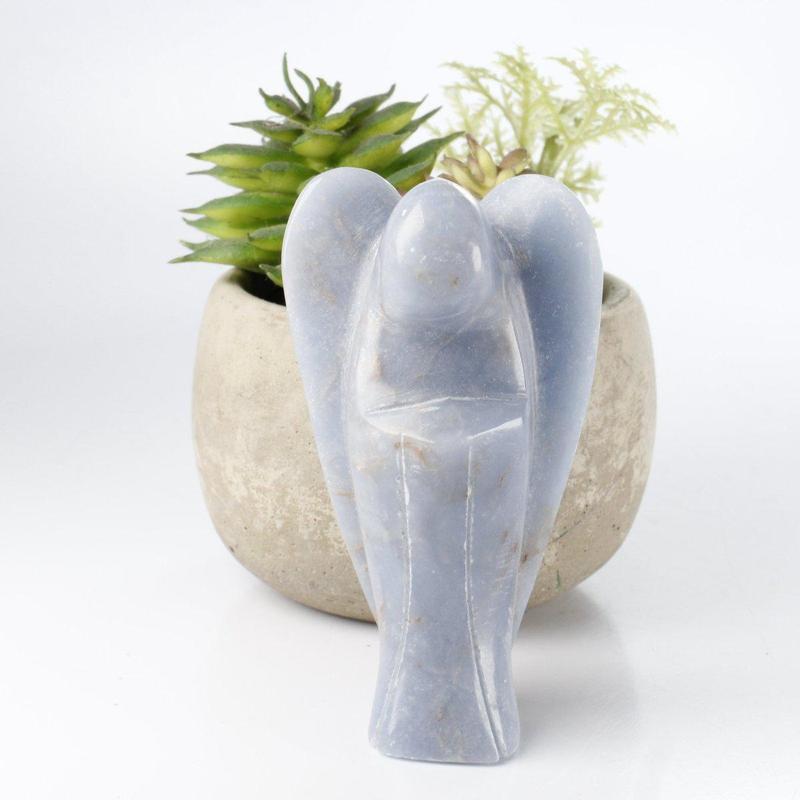 Polished Blue Anhydrite Angelite Angel Carvings || Peru-Nature's Treasures