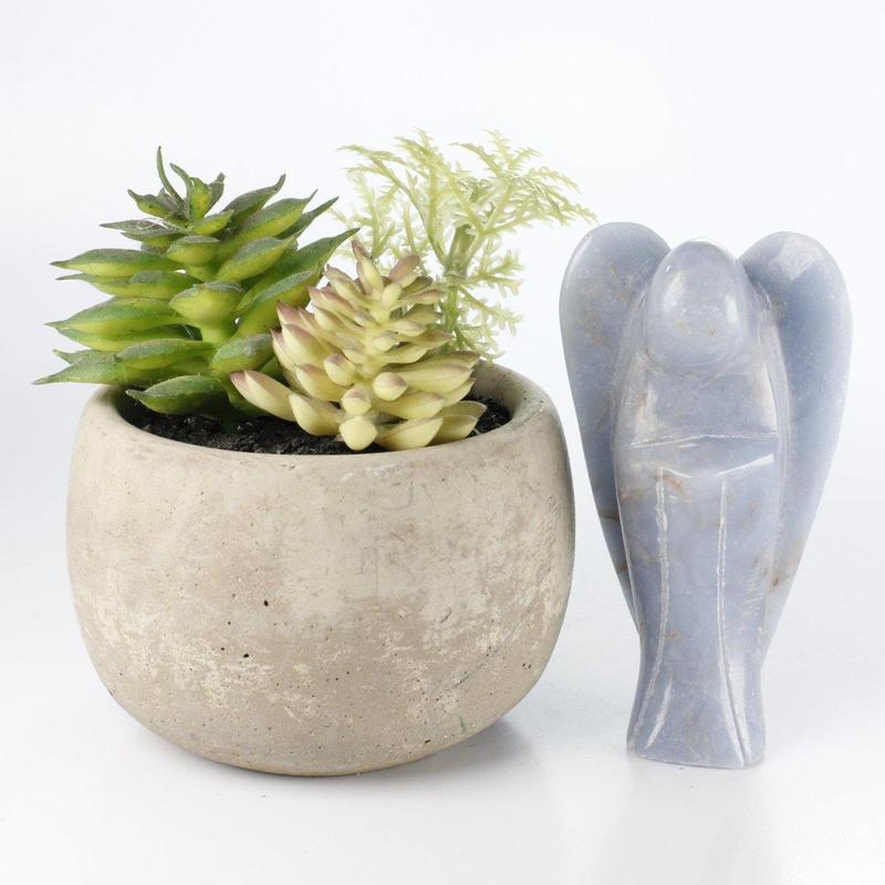 Polished Blue Anhydrite Angelite Angel Carvings || Peru-Nature's Treasures