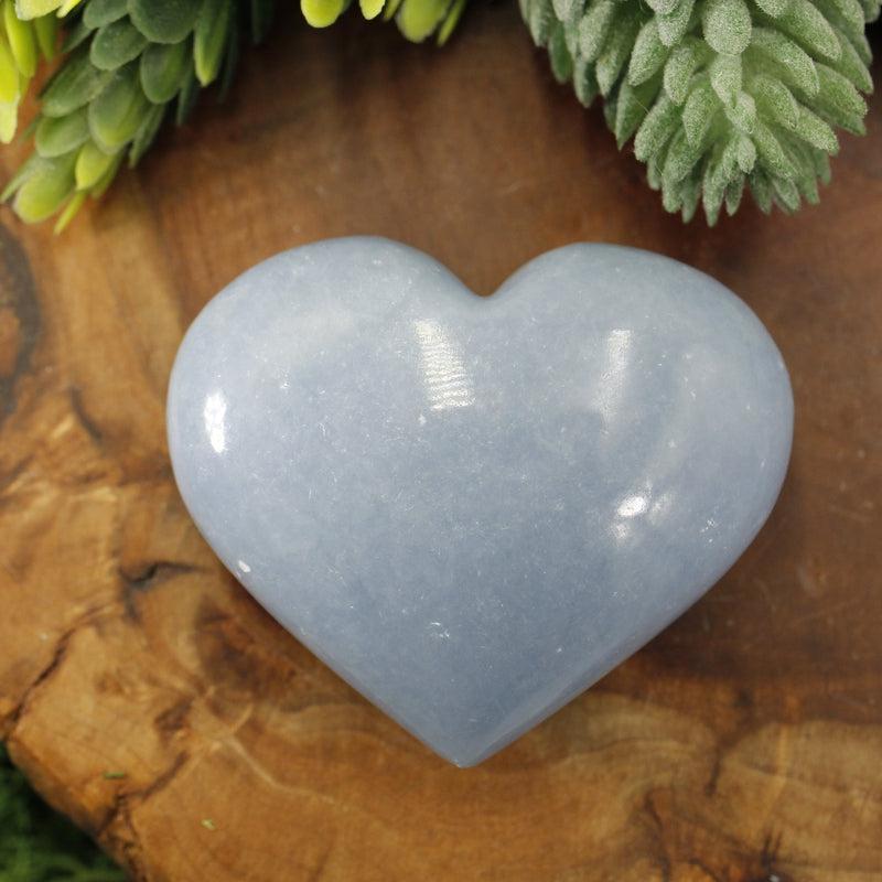 Polished Blue Anhydrite Angelite Hearts || Emotional Balance-Nature's Treasures