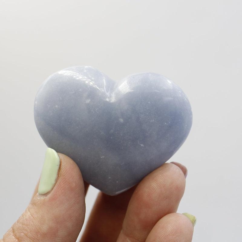 Polished Blue Anhydrite Angelite Hearts || Emotional Balance-Nature's Treasures