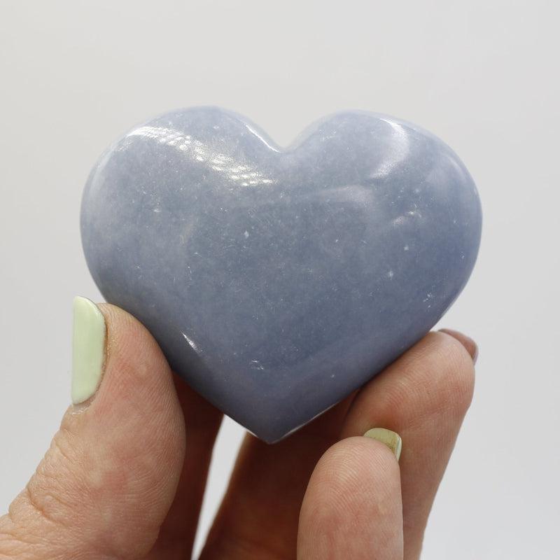 Polished Blue Anhydrite Angelite Hearts || Emotional Balance-Nature's Treasures