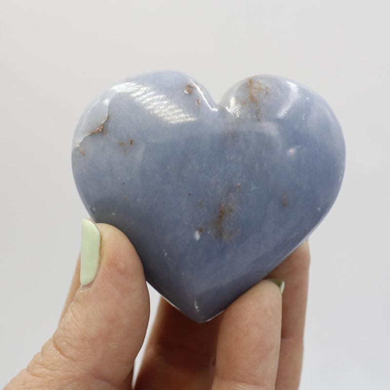 Polished Blue Anhydrite Angelite Hearts || Emotional Balance-Nature's Treasures