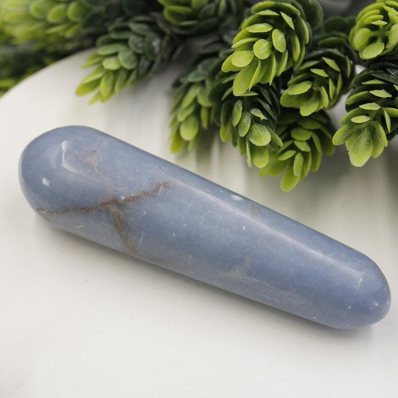 Polished Blue Anhydrite Angelite Massage Tool || Peru
