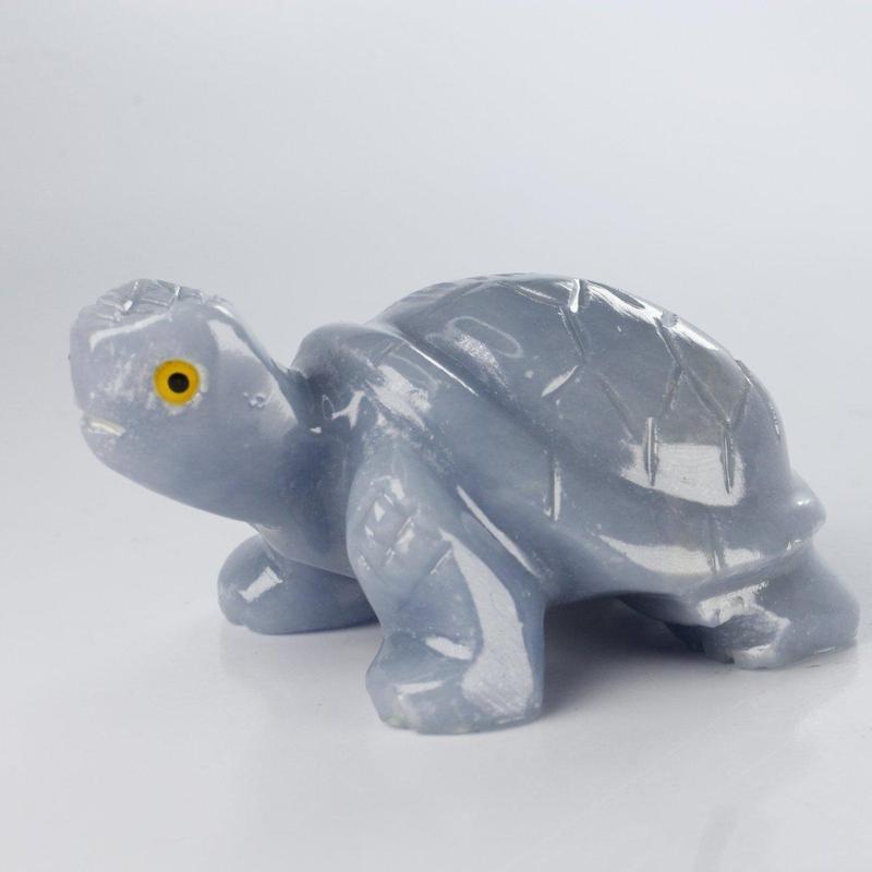 Polished Blue Anhydrite Angelite Turtle Carvings || Peru-Nature's Treasures
