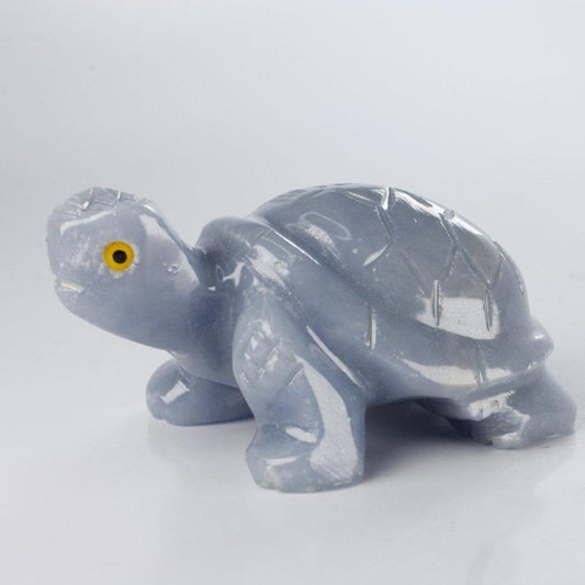 Polished Blue Anhydrite Angelite Turtle Carvings || Peru-Nature's Treasures