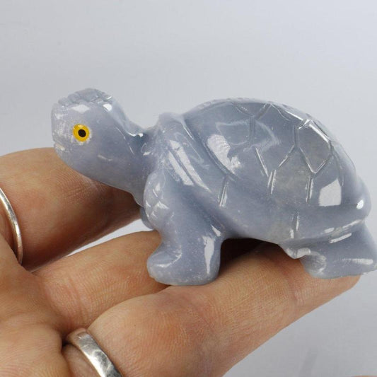 Polished Blue Anhydrite Angelite Turtle Carvings || Peru-Nature's Treasures
