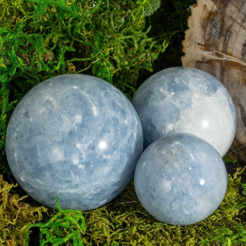 Polished Blue Calcite Spheres From Madagascar-Nature's Treasures