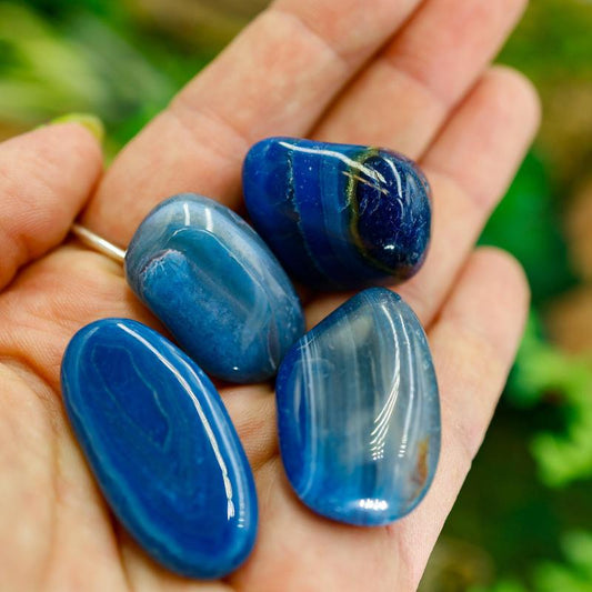 Polished Blue Dyed Agate "B" Grade Tumble Stone || Calmness, Healing, Grounding, Protection || Brazil-Nature's Treasures