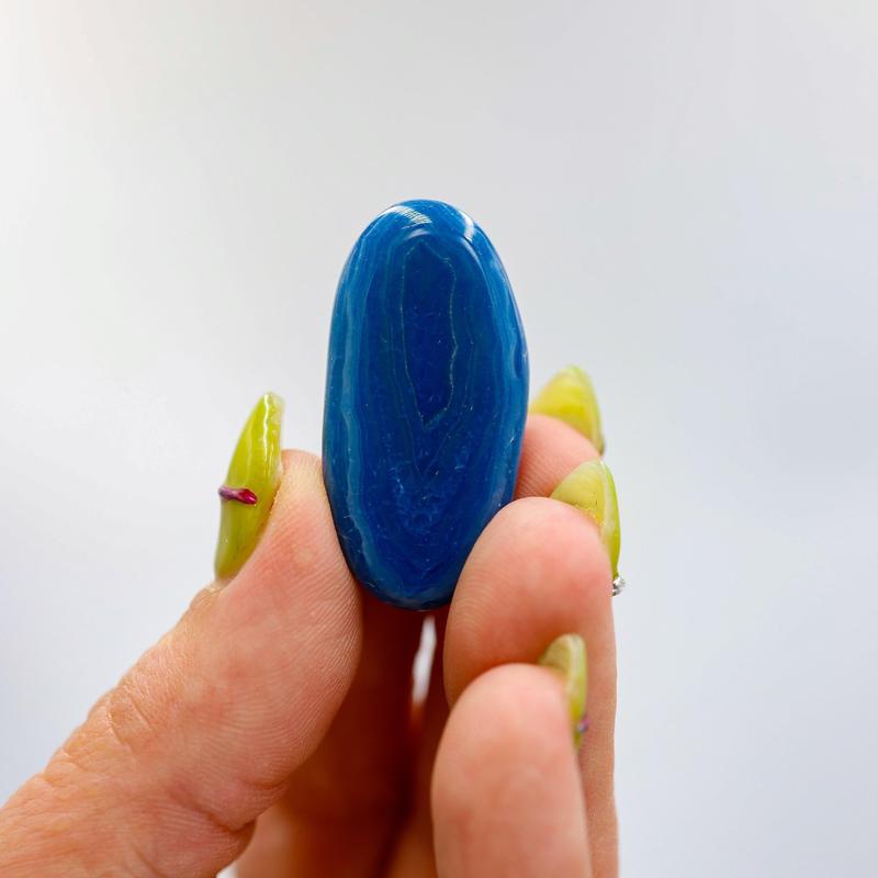 Polished Blue Dyed Agate "B" Grade Tumble Stone || Calmness, Healing, Grounding, Protection || Brazil-Nature's Treasures