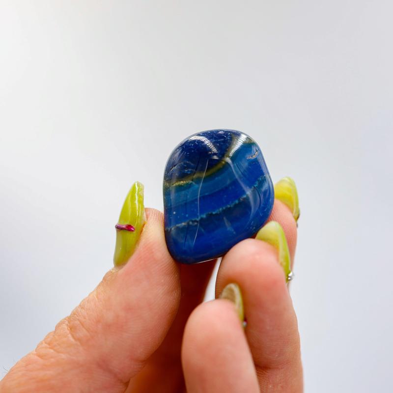 Polished Blue Dyed Agate "B" Grade Tumble Stone || Calmness, Healing, Grounding, Protection || Brazil-Nature's Treasures