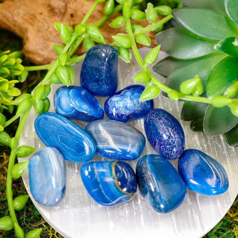 Polished Blue Dyed Agate "B" Grade Tumble Stone || Calmness, Healing, Grounding, Protection || Brazil-Nature's Treasures